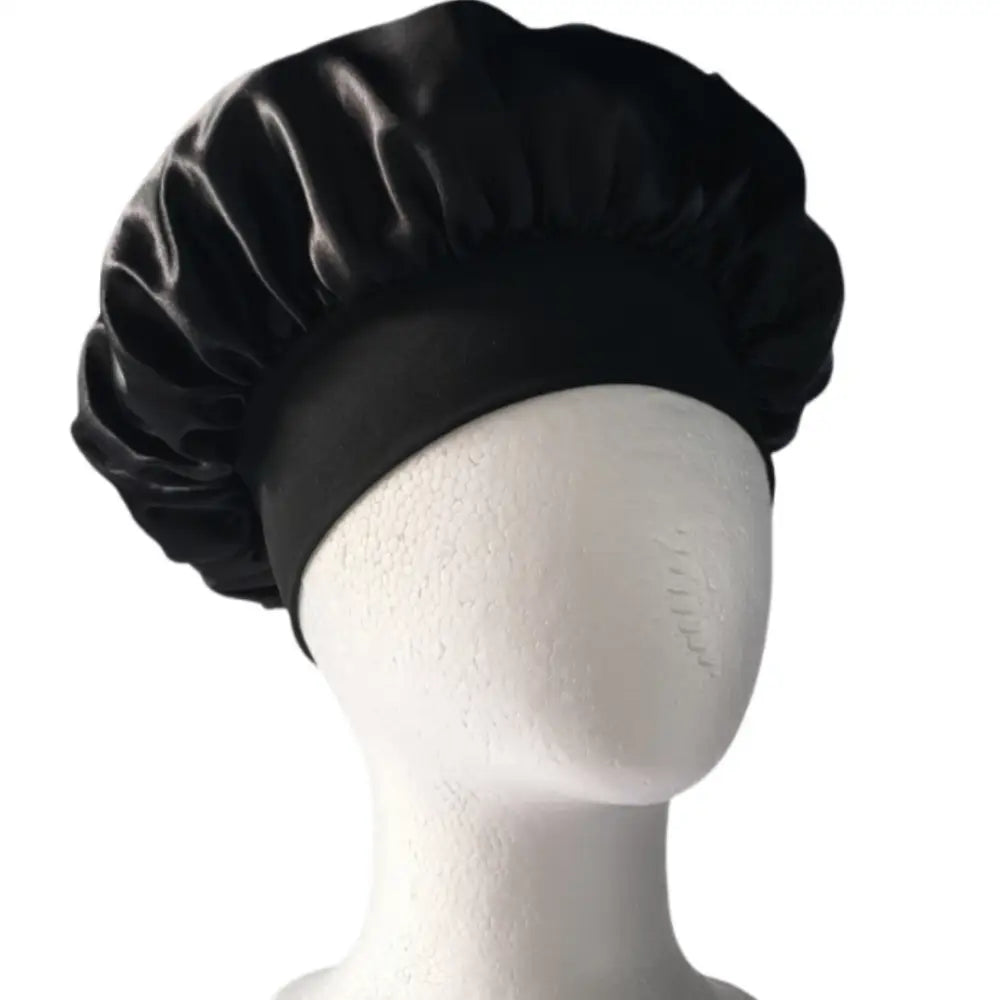 Bonnet auto chauffant soin cheveux satin - Noir / 30 cm