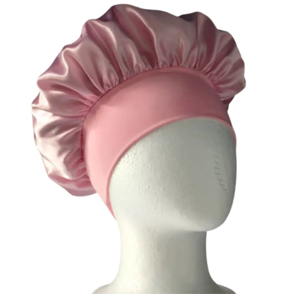 Bonnet auto chauffant soin cheveux satin - Rose / 30 cm