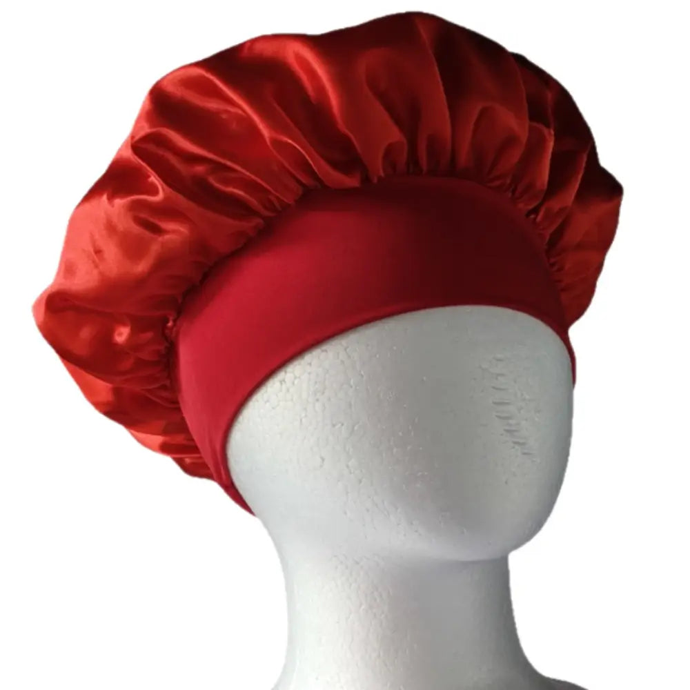 Bonnet auto chauffant soin cheveux satin - Rouge / 30 cm