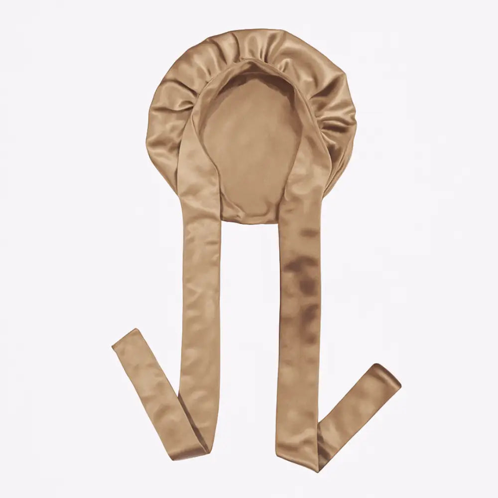 Bonnet cheveux en satin - Marron