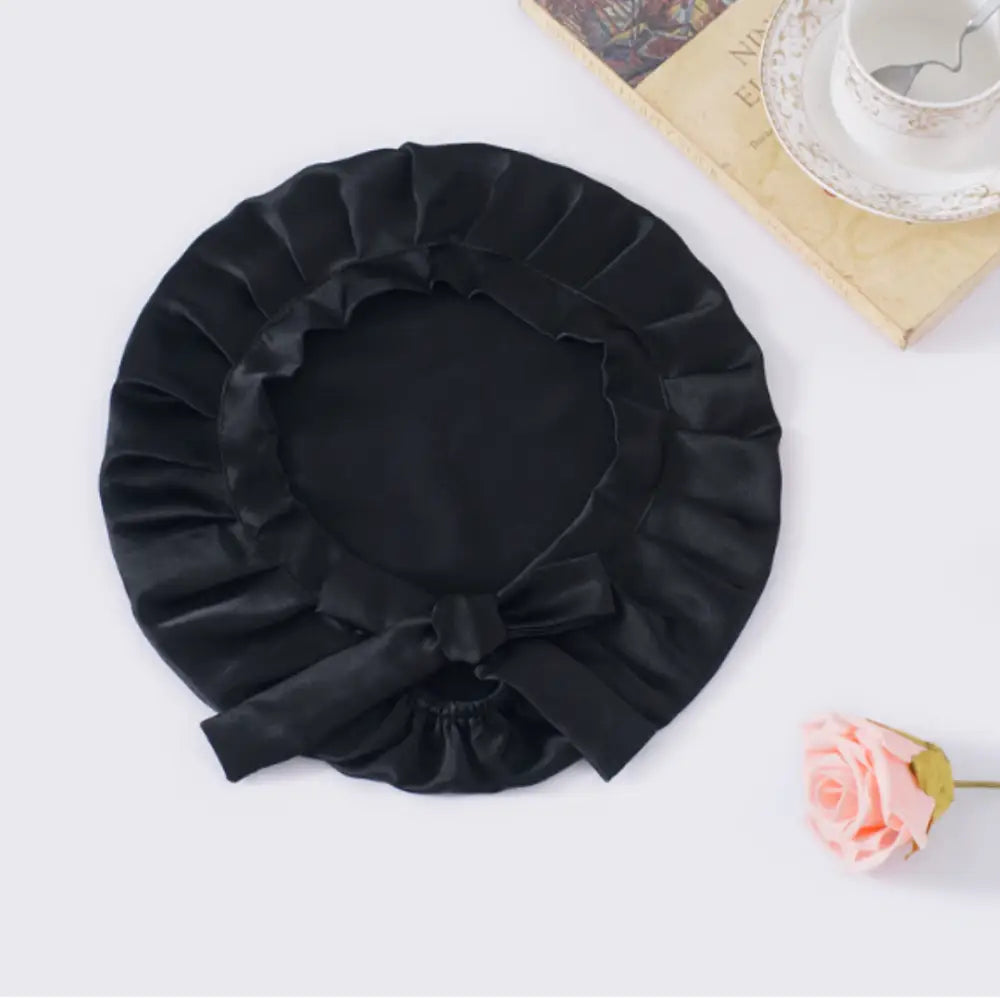 Bonnet de nuit en soie - Noir