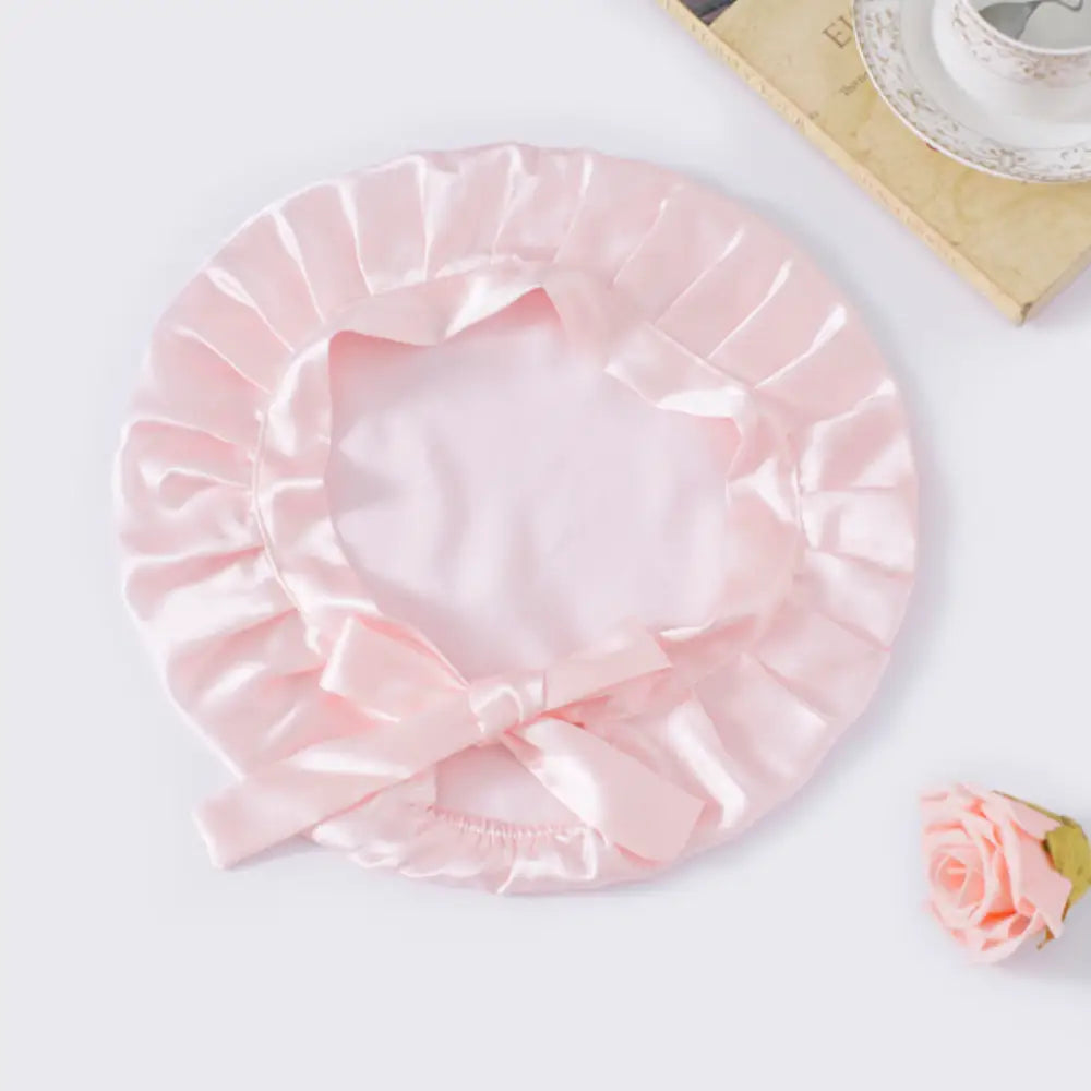 Bonnet de nuit en soie - Rose clair