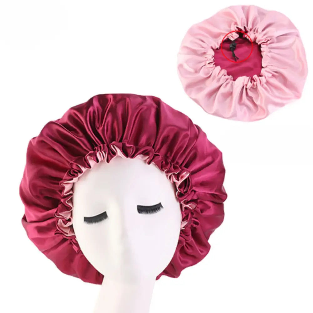Bonnet de nuit satin cheveux bouclés
