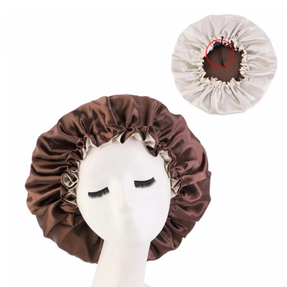 Bonnet de nuit satin cheveux bouclés