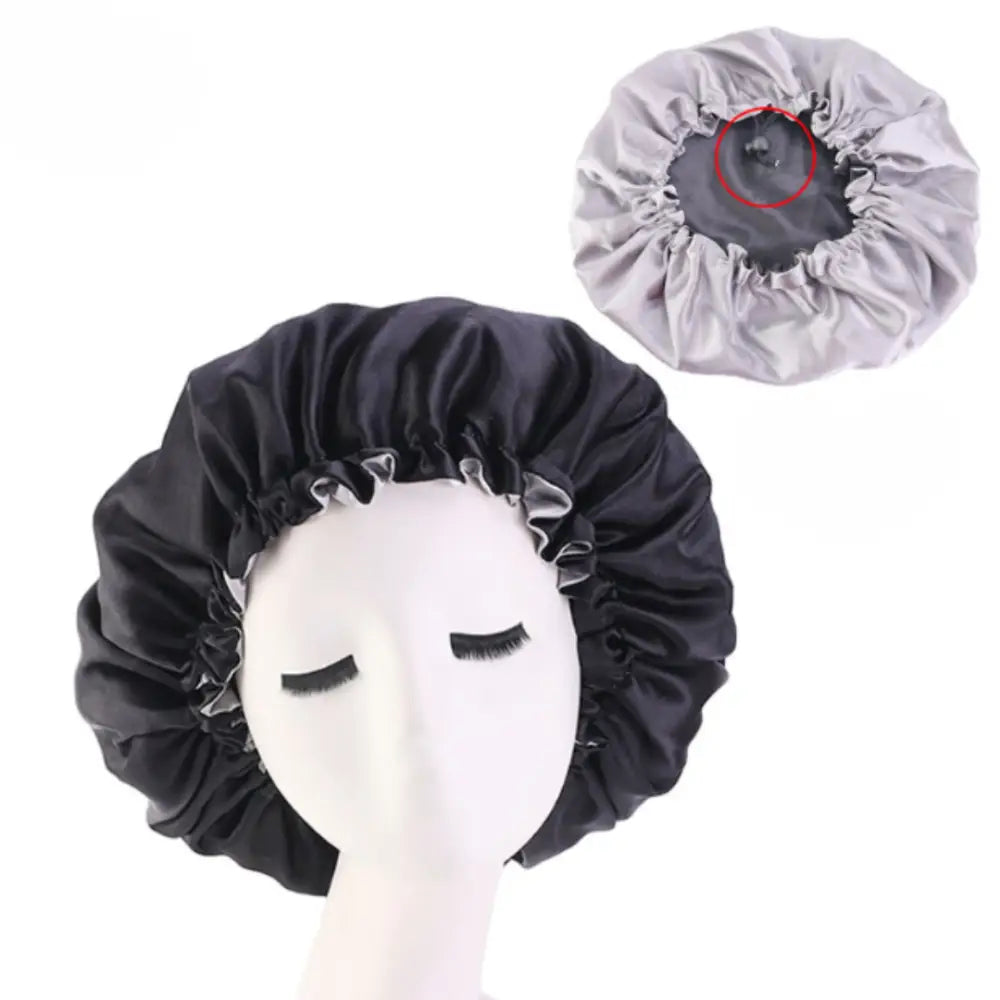 Bonnet de nuit satin cheveux bouclés