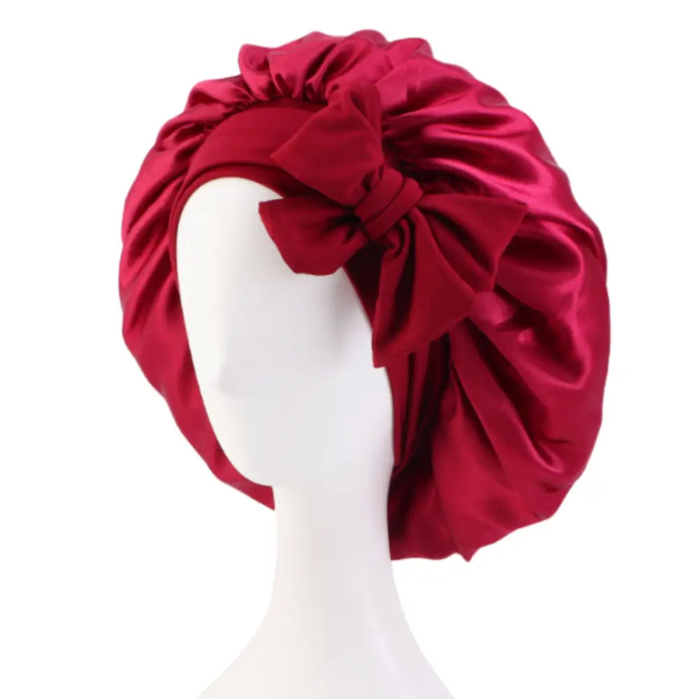 Bonnet en satin pour cheveux bouclés - Bordeaux
