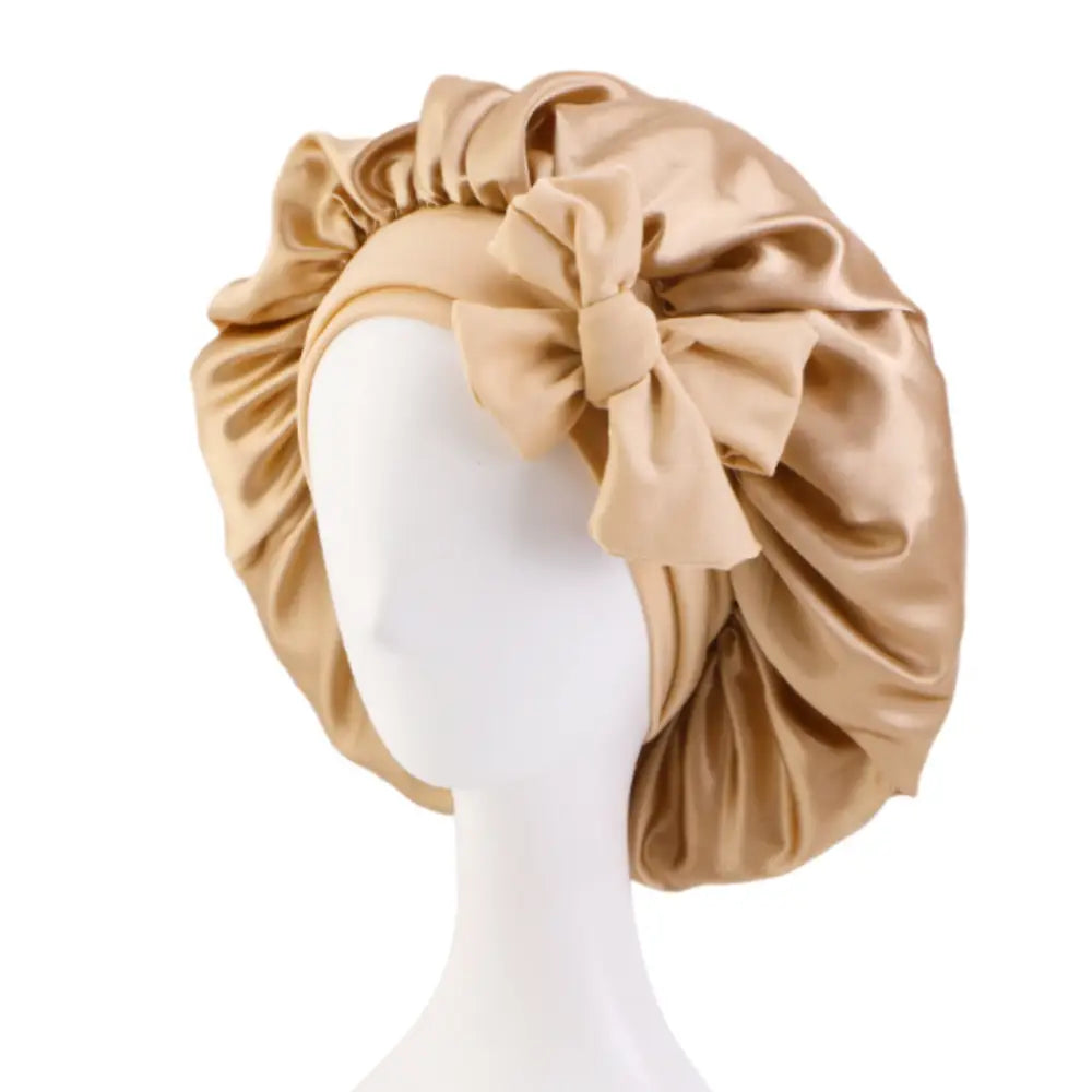 Bonnet en satin pour cheveux bouclés - Doré