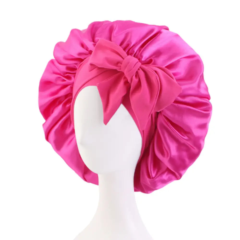 Bonnet en satin pour cheveux bouclés - Rose