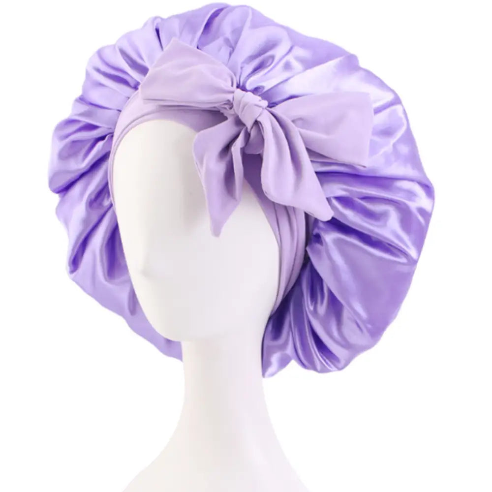 Bonnet en satin pour cheveux bouclés - Violet clair