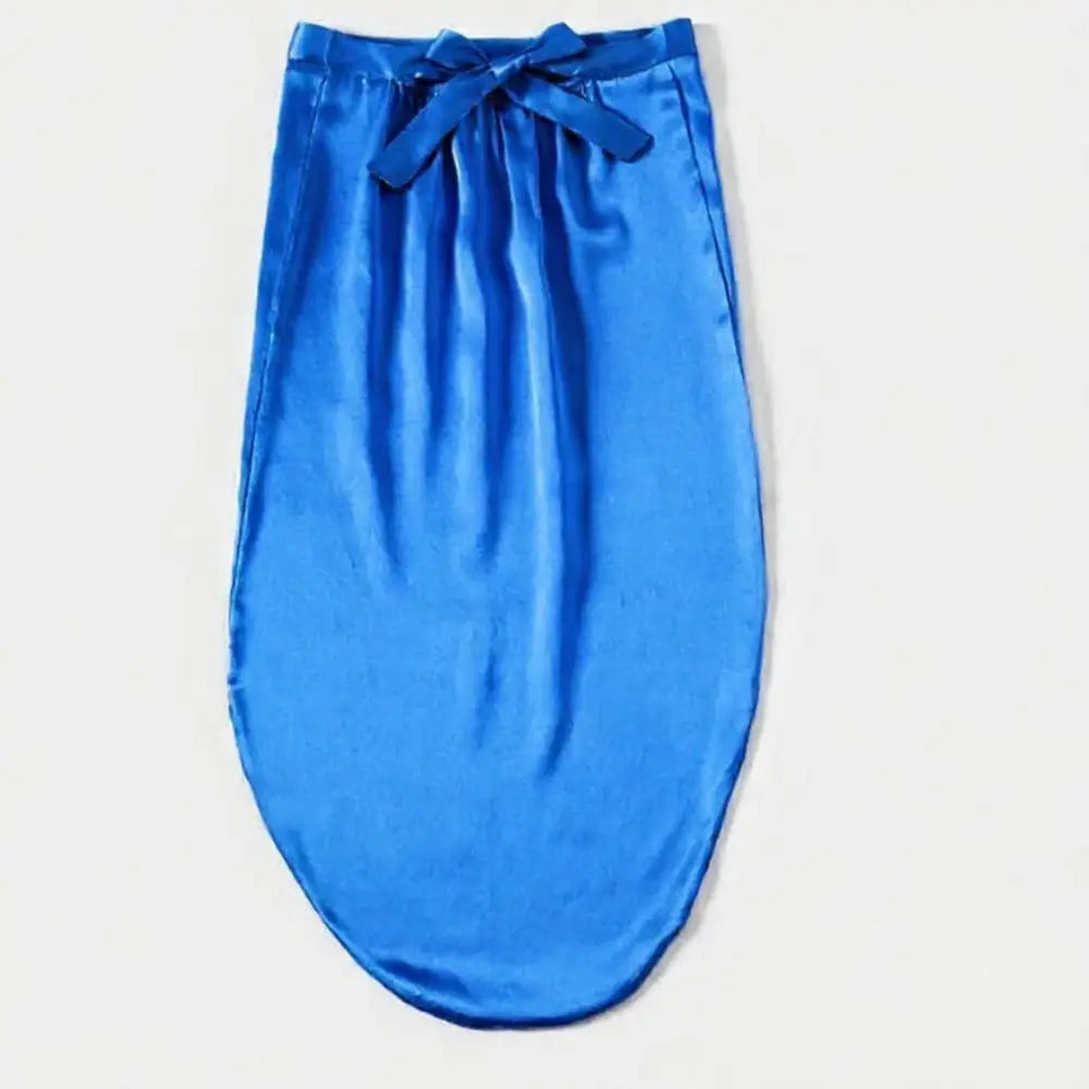 Bonnet en soie cheveux long - Bleu