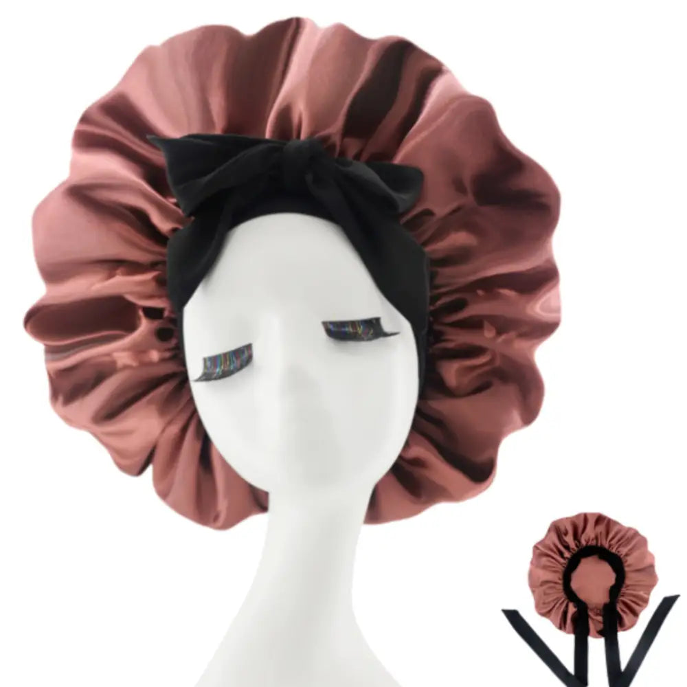 Bonnet pour cheveux afro - Noir / Marron