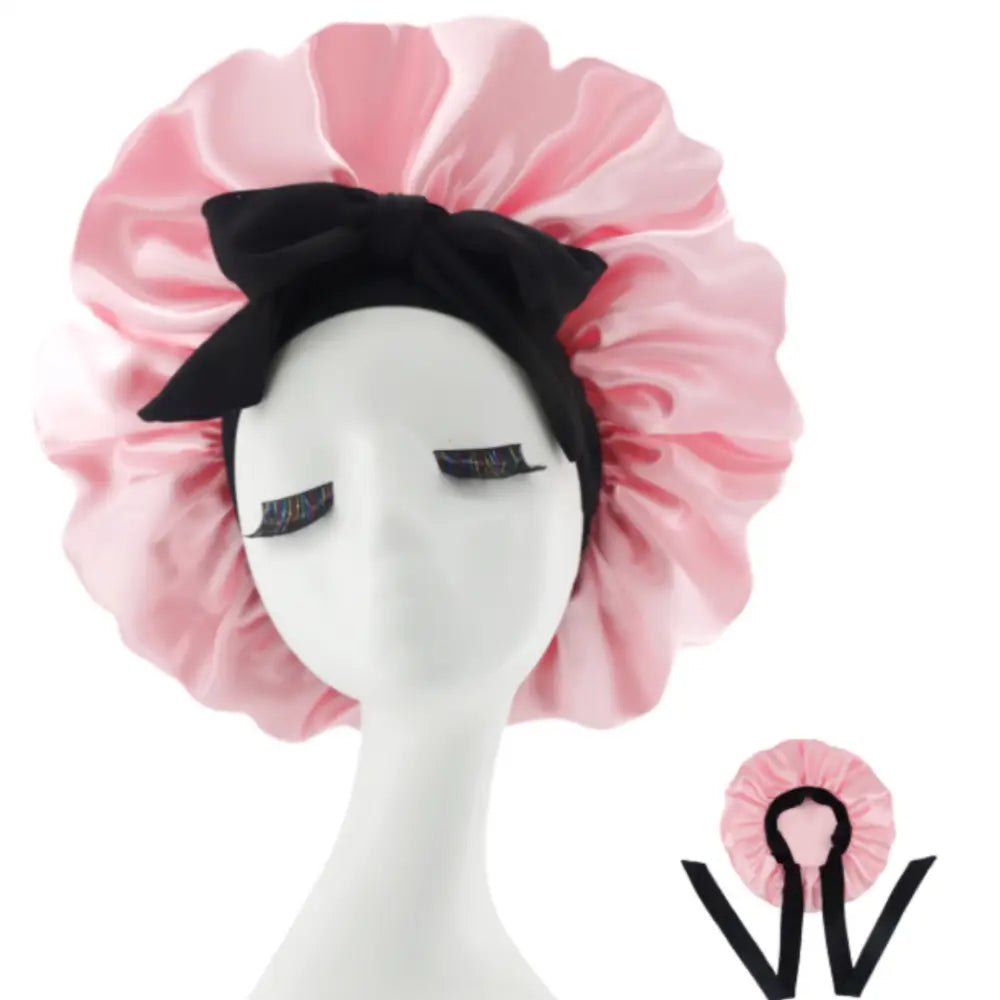 Bonnet pour cheveux afro - Noir / Rose clair