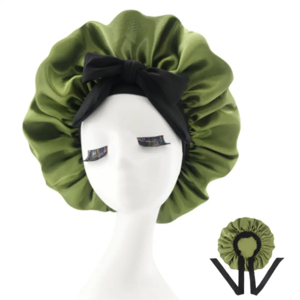 Bonnet pour cheveux afro - Noir / Vert armé