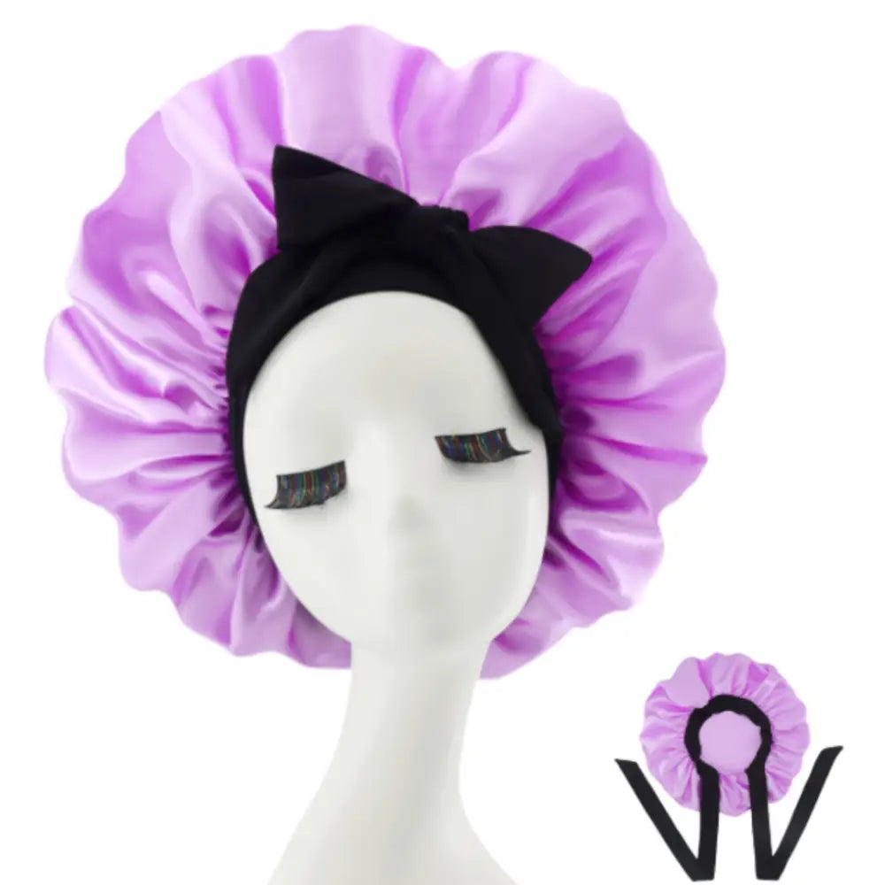 Bonnet pour cheveux afro - Noir / Violet clair