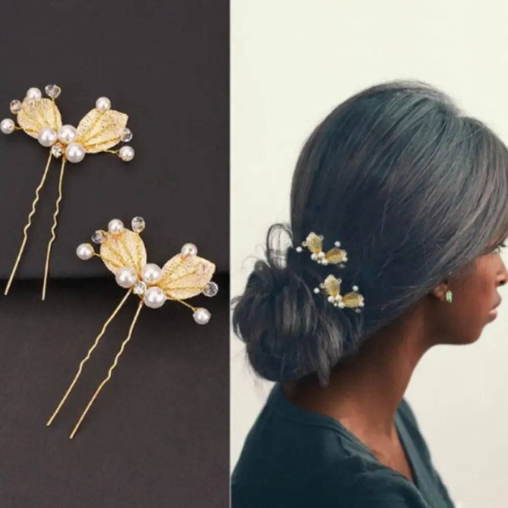 Epingle à cheveux chignon - Feuille d’or / 1 cm - 6 cm