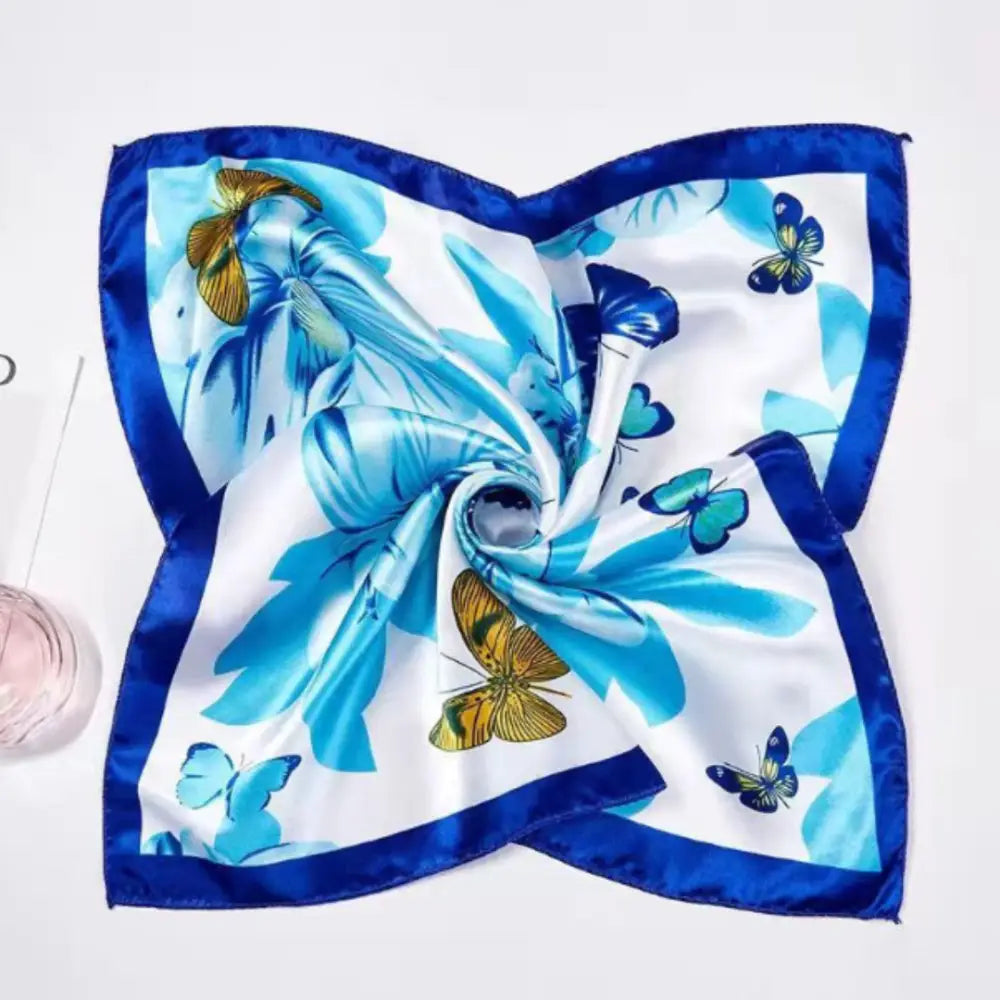Foulard carré de soie - Bleu papillon / 50 * 50 cm