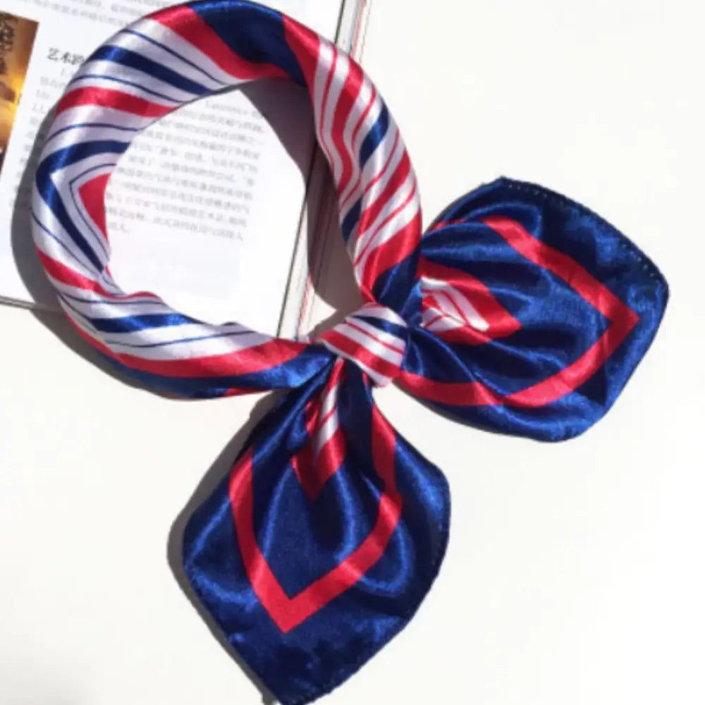 Foulard carré de soie - Bleu + rouge + blanc / 50 * 50 cm