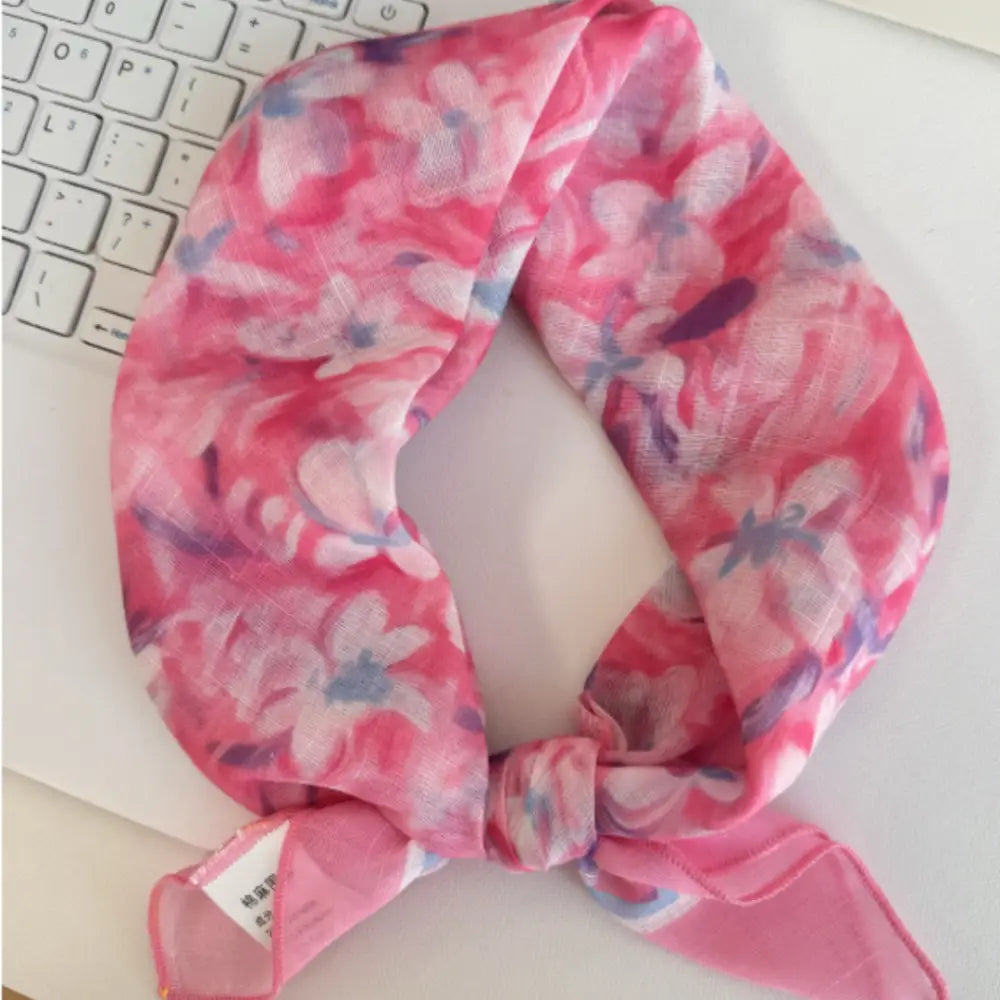 Foulard en coton - Floreaux / Rose