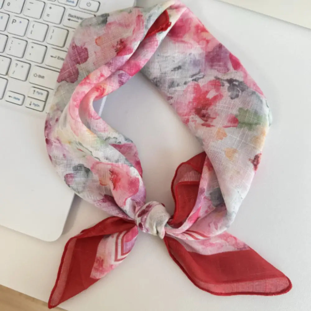 Foulard en coton - Floreaux / Rouge