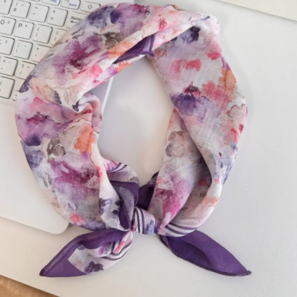 Foulard en coton - Floreaux / Violet