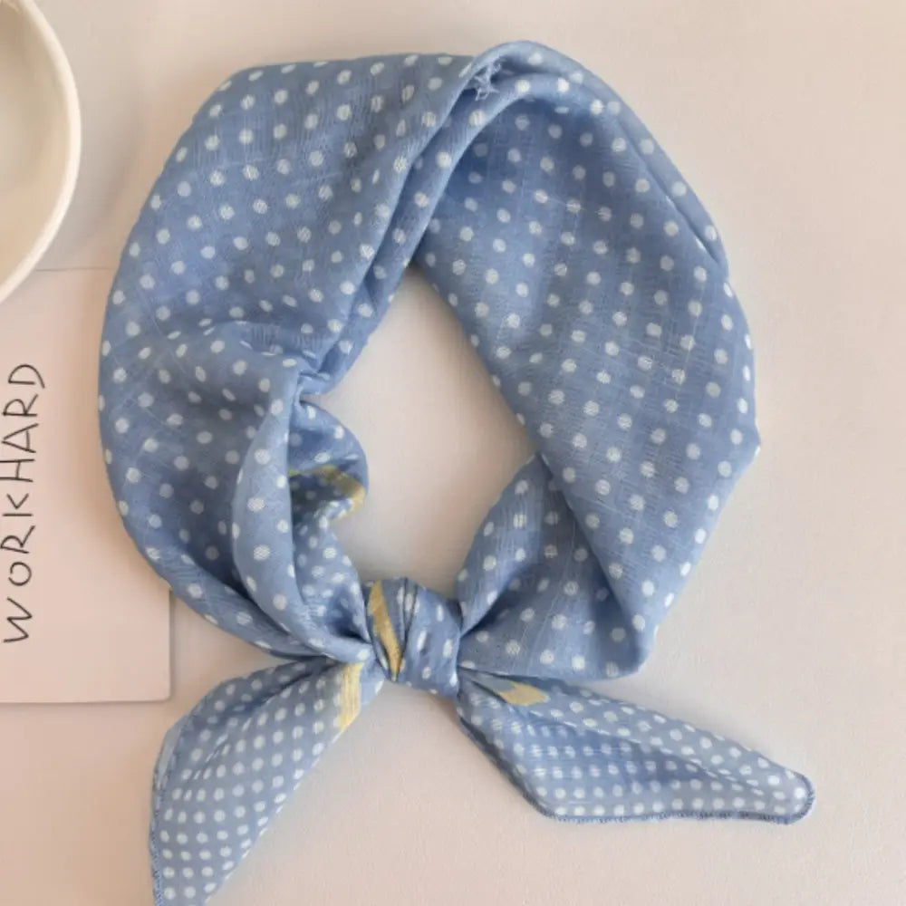 Foulard en coton - Pois / Bleu