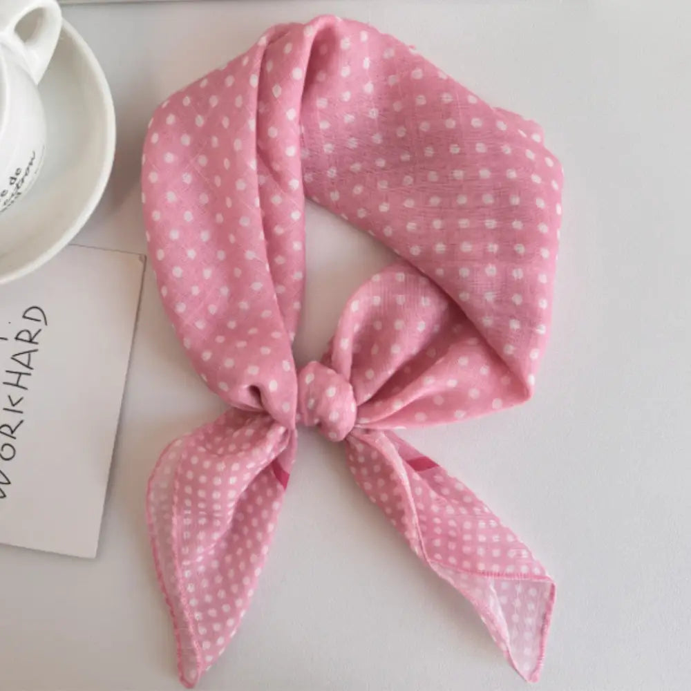 Foulard en coton - Pois / Rose