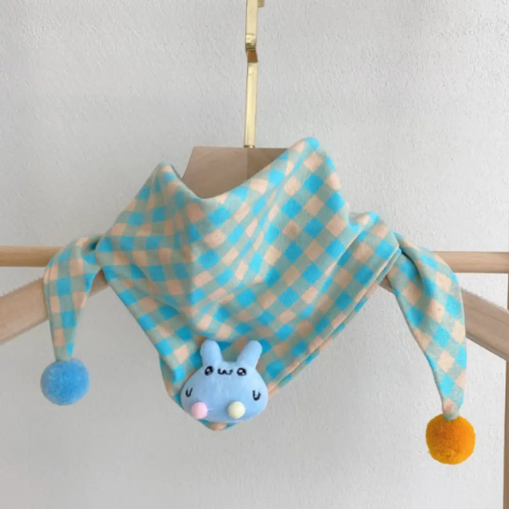 Foulard fille - Plaid bleu lac et beige