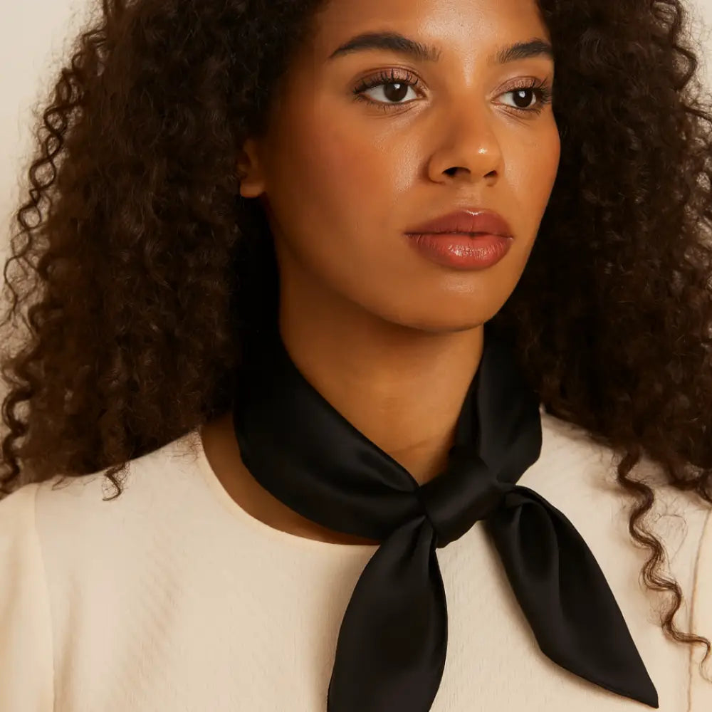 Foulard noir soie - 70 * 70 cm