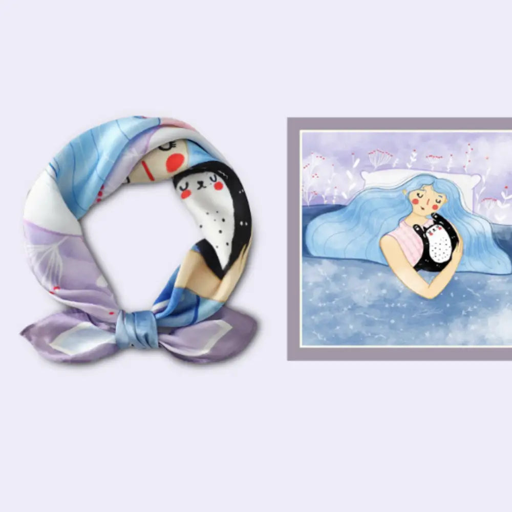 Petit foulard femme - Femme sur un lit