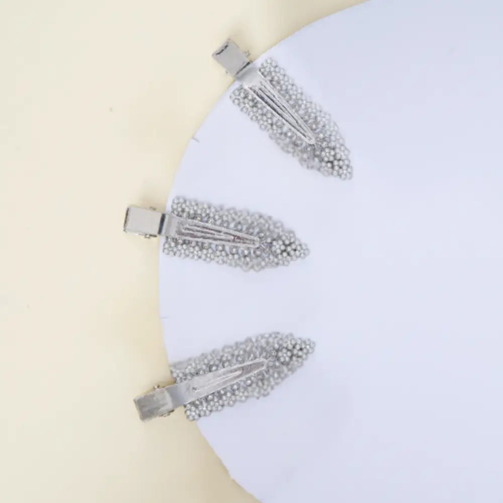Petites pinces à cheveux - Perles brillantes / Argenté