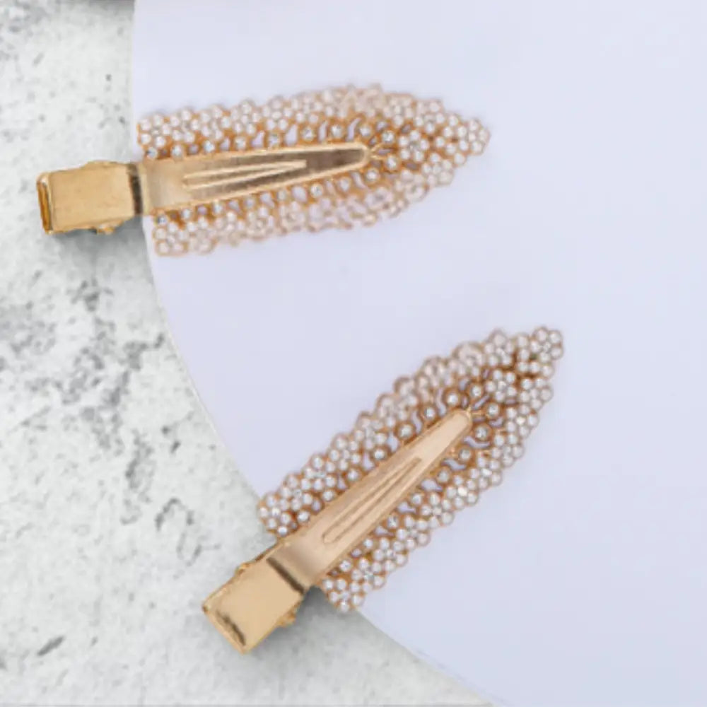 Petites pinces à cheveux - Perles brillantes / Doré