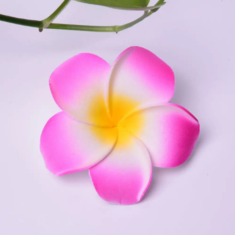 Pince cheveux fleur tahiti - Bordure Fushia / 4 CM