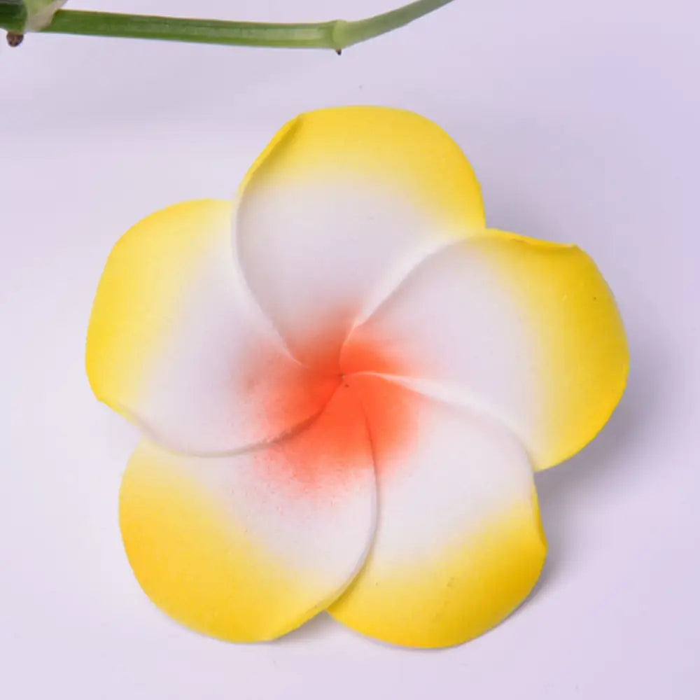 Pince cheveux fleur tahiti - Bordure jaune / 4 CM
