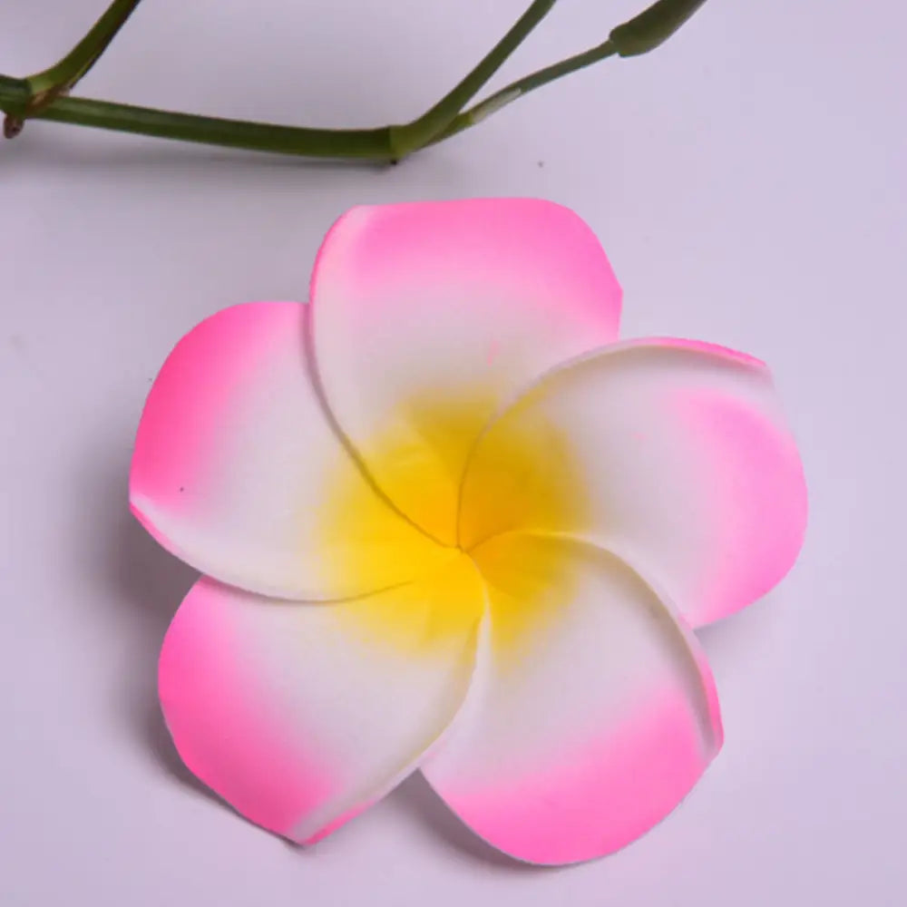 Pince cheveux fleur tahiti - Bordure rose / 4 CM