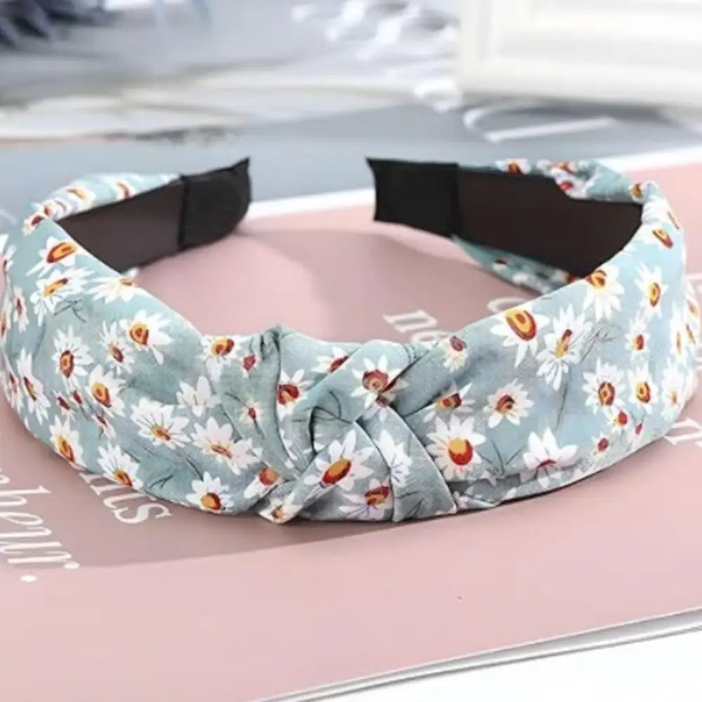 Serre tête femme - Bleu ciel / Floral