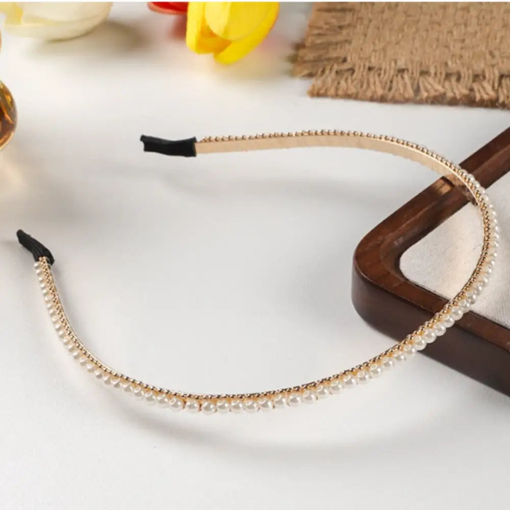 Serre-tête femme cheveux court - Perle double alignement