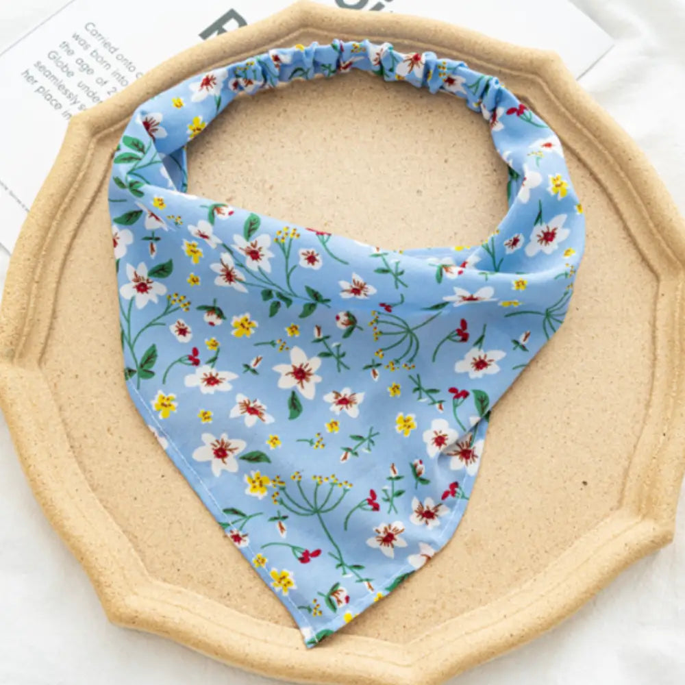Bandeau foulard pour cheveux - Bleu / Floraux