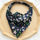 Bandeau foulard pour cheveux - Bleu marine / Floraux