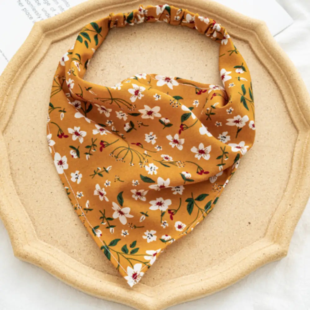 Bandeau foulard pour cheveux - Jaune / Floraux