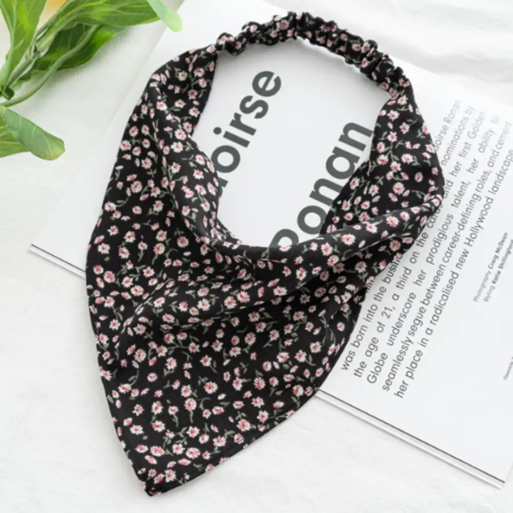 Bandeau foulard pour cheveux - Noir / Floraux