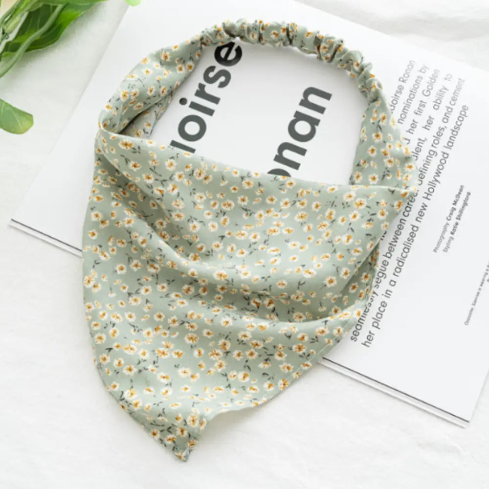 Bandeau foulard pour cheveux - Vert / Floraux