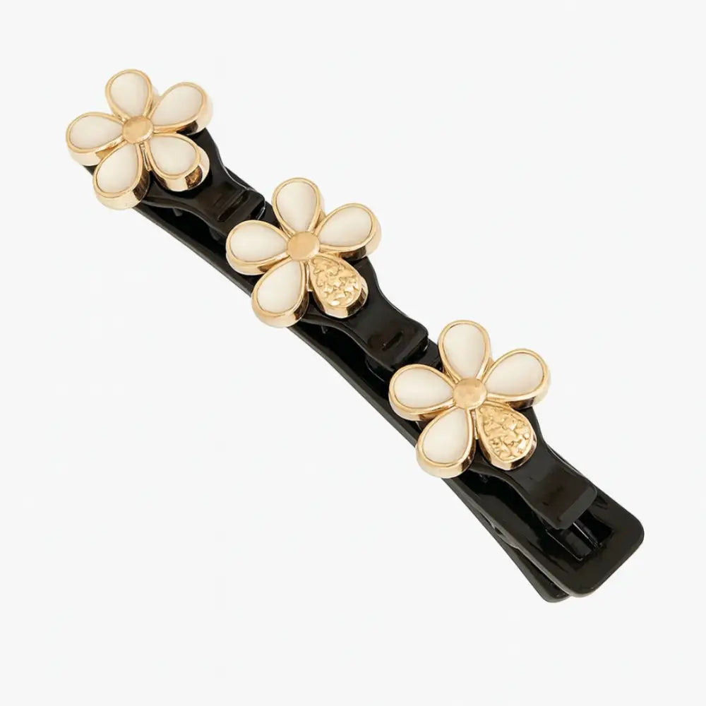 Barrette en forme de fleur - Plastique / Beige