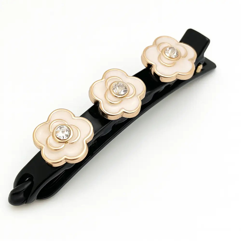 Barrette en forme de fleur - Plastique / Blanc