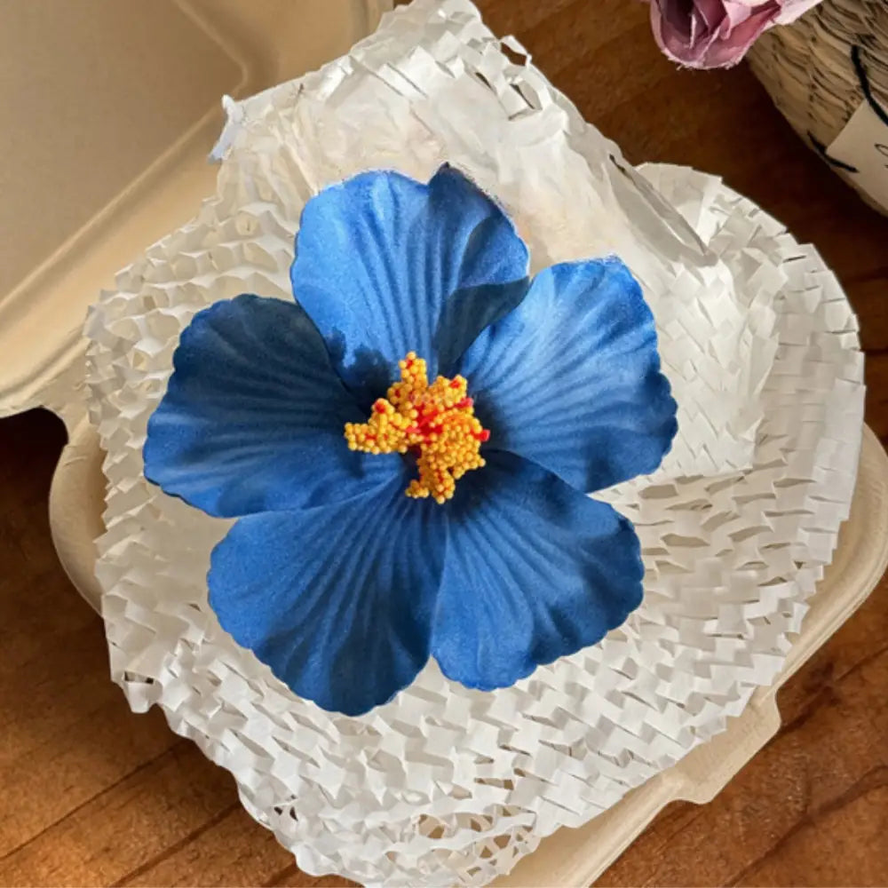 Barrette fleur hawaienne - Bleu