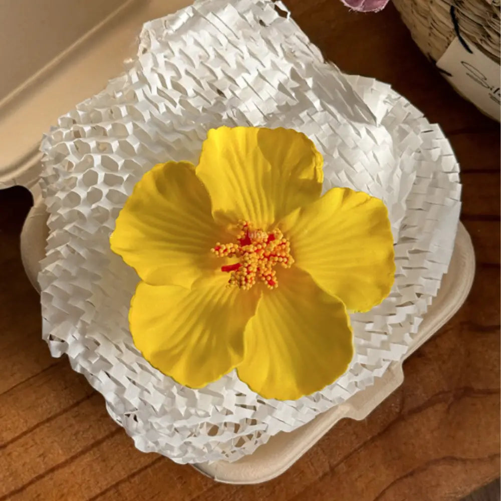 Barrette fleur hawaienne - Jaune