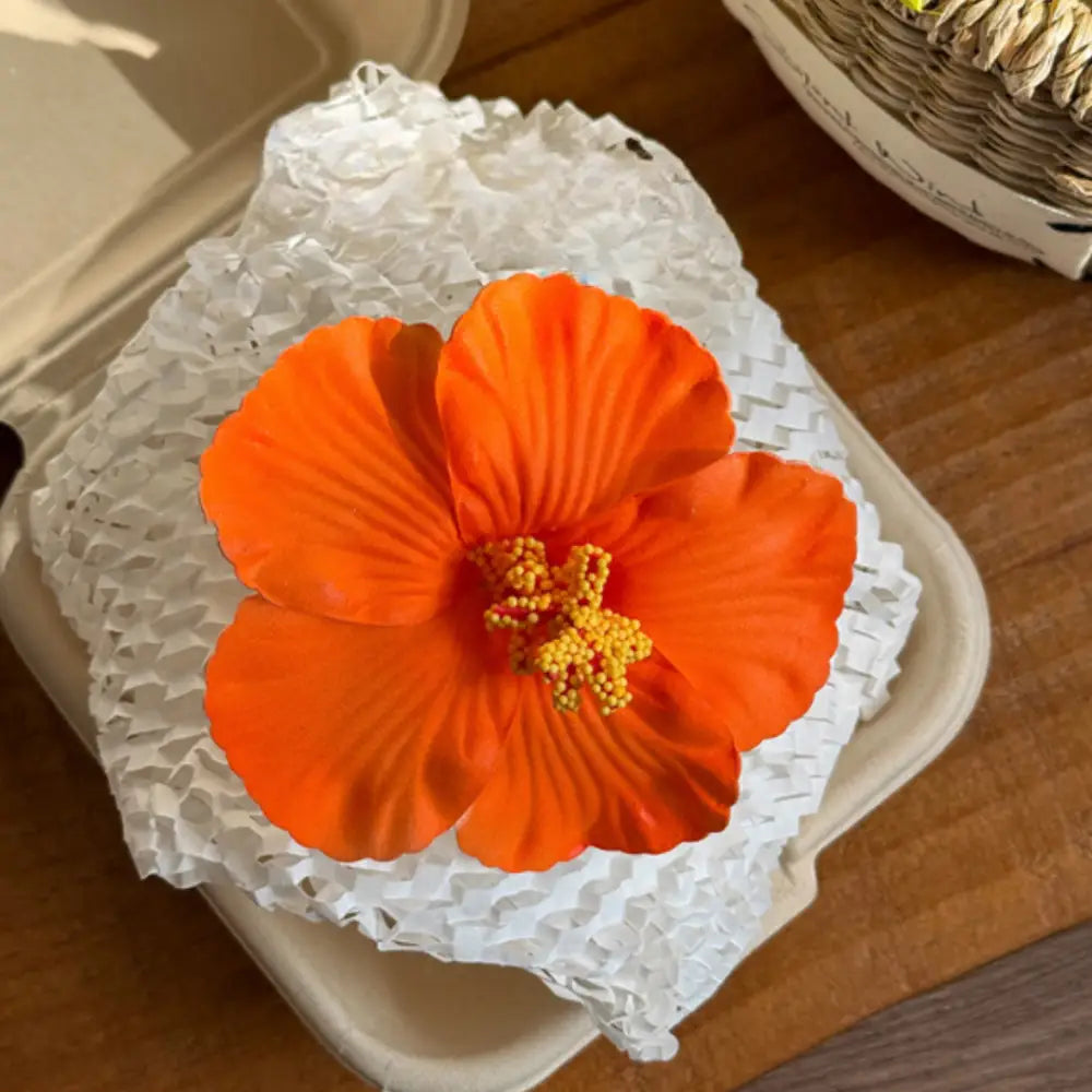 Barrette fleur hawaienne - Orange