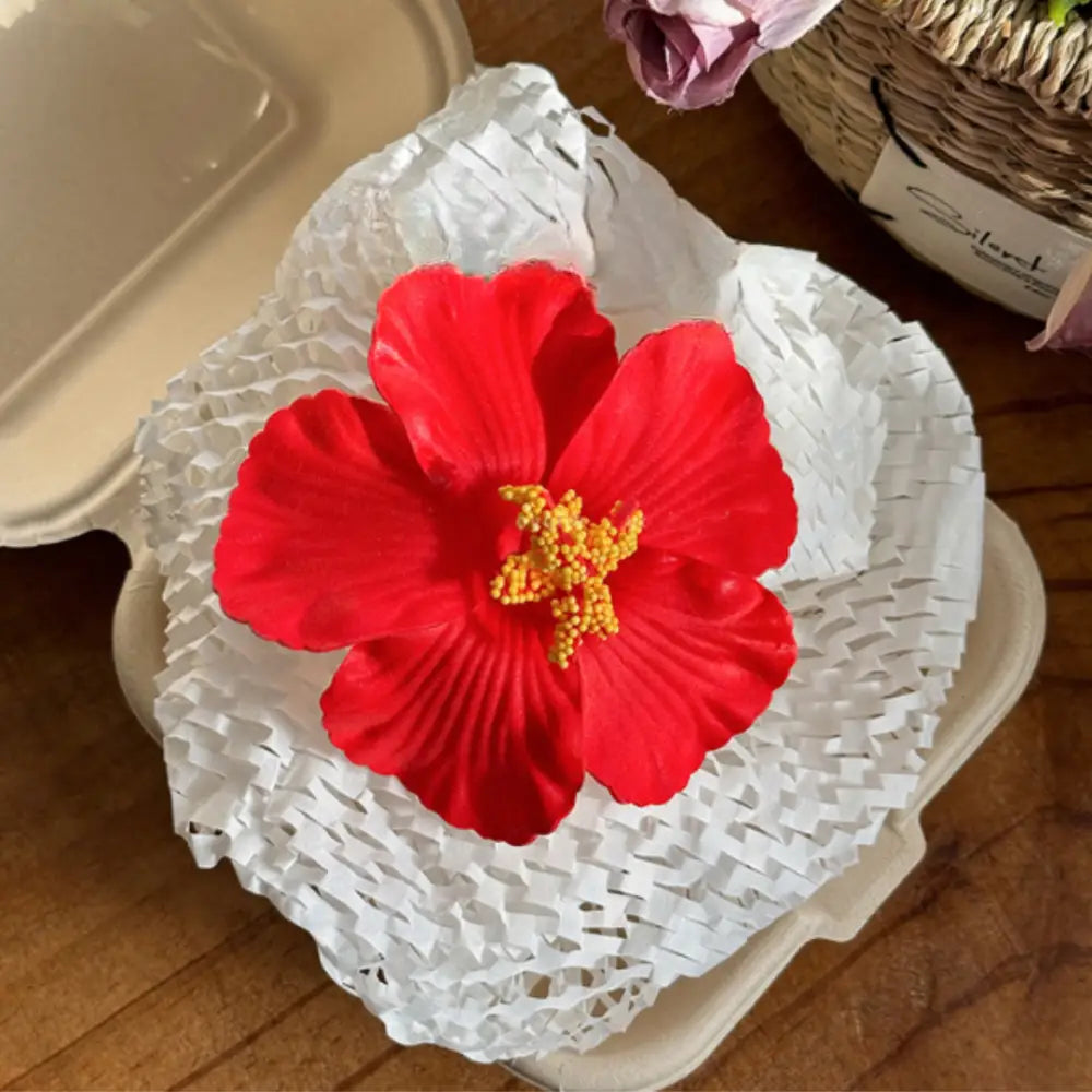 Barrette fleur hawaienne - Rouge