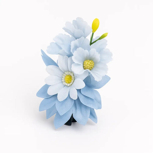 Barrette fleurs séchées mariage - Bleu ciel