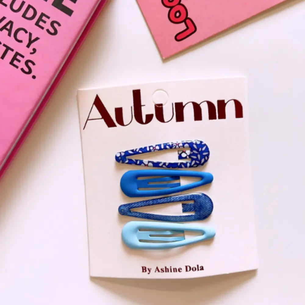 Barrette petite fille - Bleu ciel + bleu foncé