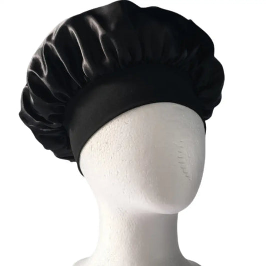 Bonnet auto chauffant soin cheveux satin - Noir / 30 cm